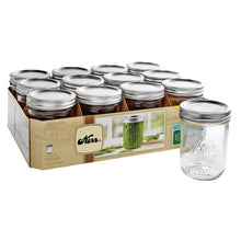 Load image into Gallery viewer, Glass Mason Jar With Lid &amp; Band, Wide Mouth, 16 Ounces, 12 Count